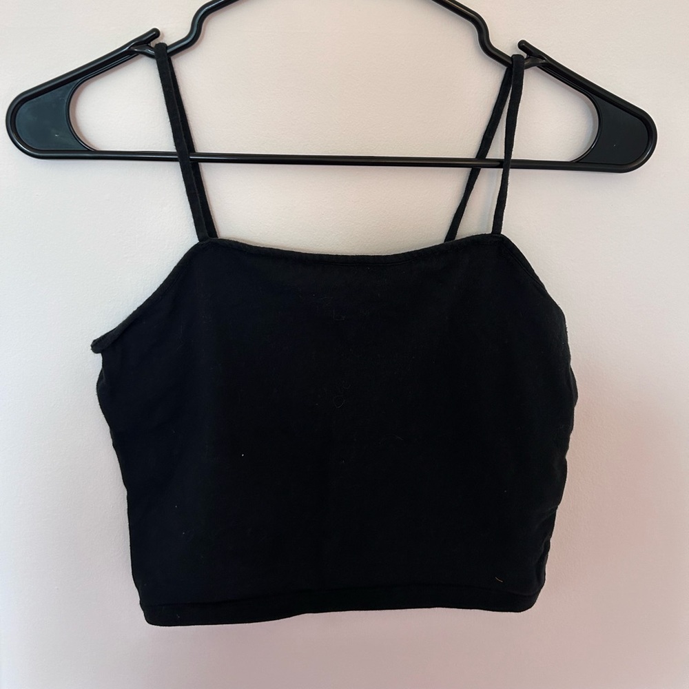 Black cropped layering cami
